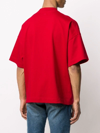 Shop Ami Alexandre Mattiussi Embroidered Ami De Coeur T-shirt In Red