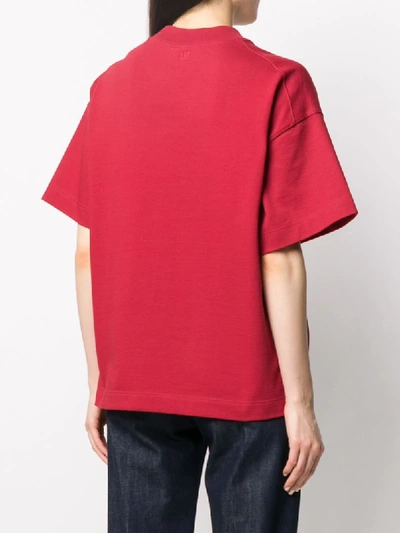 Shop Ami Alexandre Mattiussi Ami De Coeur Embroidered T-shirt In Red