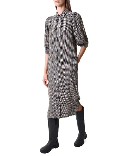 Shop Ganni Printed Midi Shirt Dress