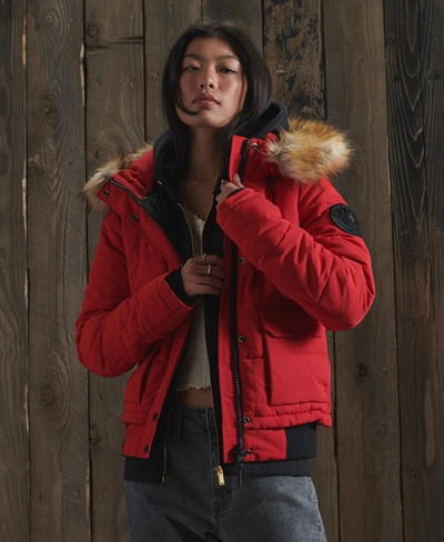 Shop Superdry Women's Everest Bomber Jacket Red / High Risk Red