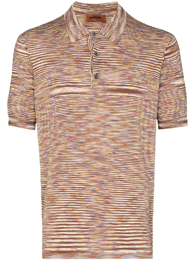 Shop Missoni Striped Polo Shirt In Brown