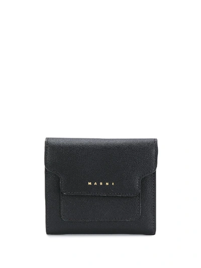 Shop Marni Logo-print Trifold Wallet In Black