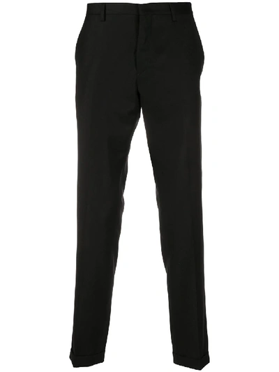 Shop Paul Smith Fine Knit Pleat Detail Tailored Trousers In Black