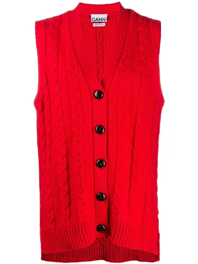 Shop Ganni Gestrickter Pullover In Red