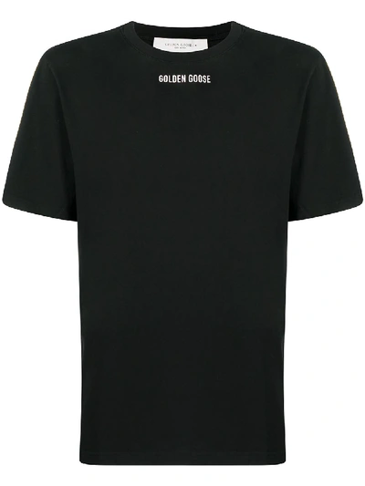 Shop Golden Goose Slogan Print Cotton T-shirt In Black