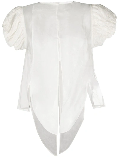 Shop Renli Su Puff-sleeve Sheer Silk Top In White