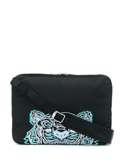 Shop Kenzo Embroidered Tiger Motif Briefcase In Black