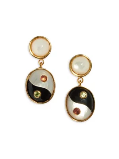 Shop Lizzie Fortunato Women's Yin Yang 18k Goldplated & Mixed-stone Drop Earrings