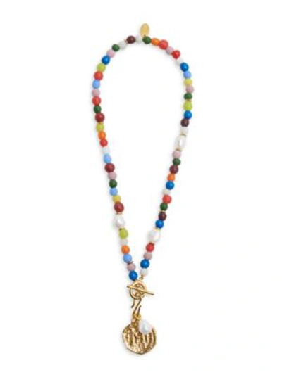 Shop Lizzie Fortunato Women's Confetti Coin 18k Goldplated, 8-9mm Pearl & Multicolor Beaded Pendant Necklace