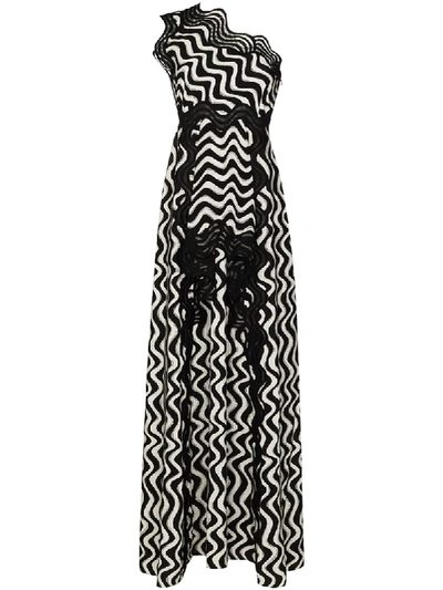 Shop Stella Mccartney Macey Wave-print Gown In Black