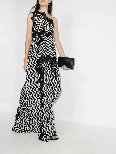 Shop Stella Mccartney Macey Wave-print Gown In Black