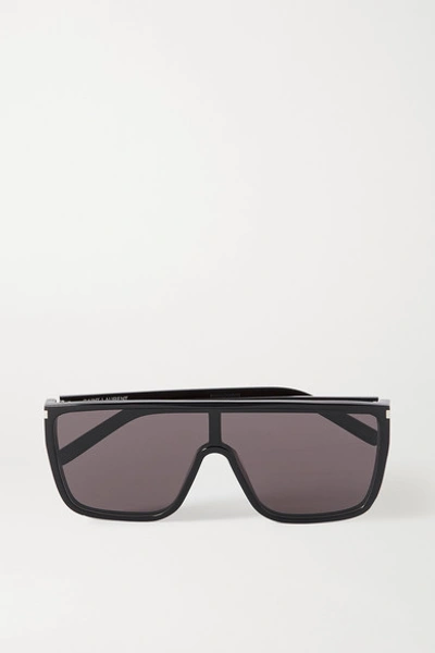 Shop Saint Laurent Mask Ace D-frame Acetate Sunglasses In Black