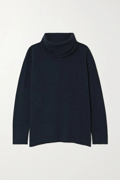 Shop Allude Cashmere Turtleneck Sweater In Navy