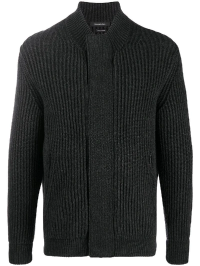 Shop Ermenegildo Zegna Cashmere Ribbed Knit Cardigan In Grey