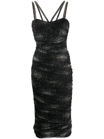 Shop Philipp Plein Greta Glitter Bodycon Dress In Black