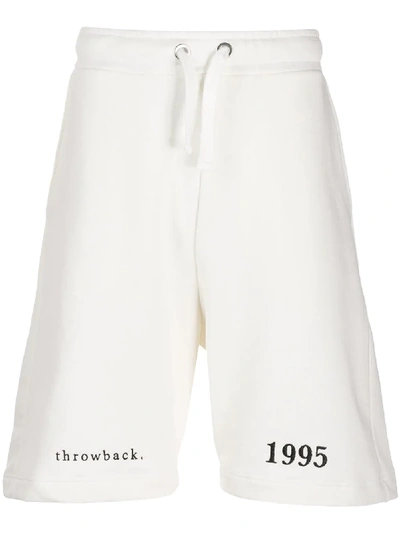 Throwback Logo Embroidered Track Shorts In White