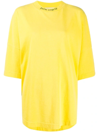 Shop Palm Angels Logo-print Oversized T-shirt In Yellow