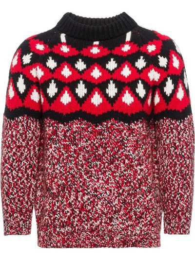 Shop Prada Patterned Jacquard Knit Jumper In Red