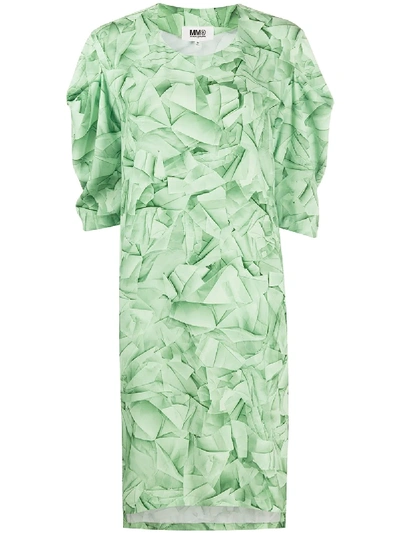 Shop Mm6 Maison Margiela Geometric-print Dress In Green