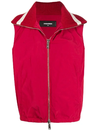 Shop Dsquared2 Sleeveless Zip-up Vest In Red