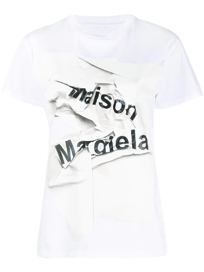 Shop Maison Margiela Logo-print T-shirt In White