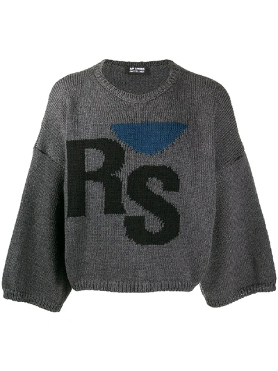 Shop Raf Simons Logo-intarsia Wool Sweatshirt In Grey