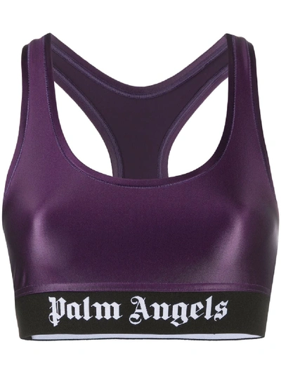 Shop Palm Angels Logo Sports Bra In Pink