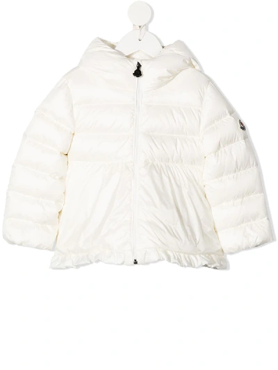 Shop Moncler Ruffled-hem Puffer Jacket In White