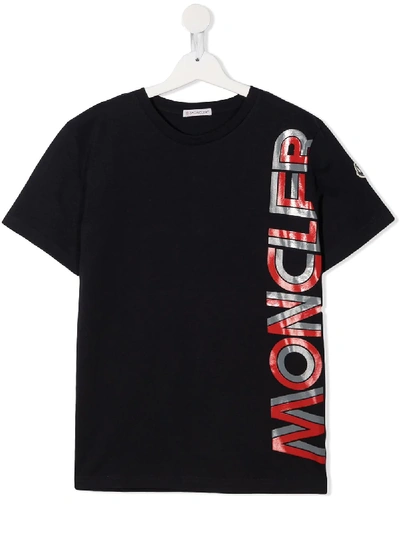 Shop Moncler Teen Graphic-print Crew Neck T-shirt In Blue
