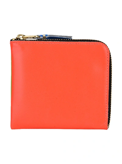 Shop Comme Des Garçons Comme Des Garcons Wallet Small Zip Wallet Fluo In Orange Green