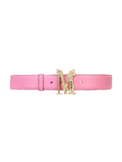 Shop Moschino Belt With Logo In Rosa