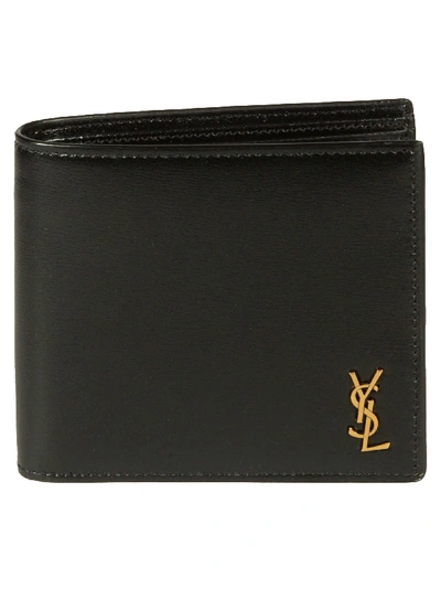 Saint Laurent Logo Plaque Bifold Wallet In Black | ModeSens