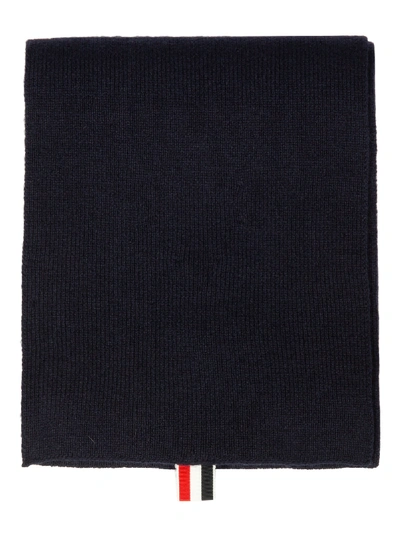 Shop Thom Browne Full Needle Rib Scarf In Navy