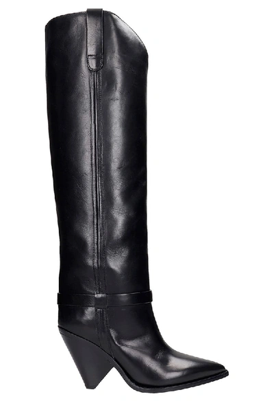 Shop Isabel Marant Lenskee High Heels Boots In Black Leather