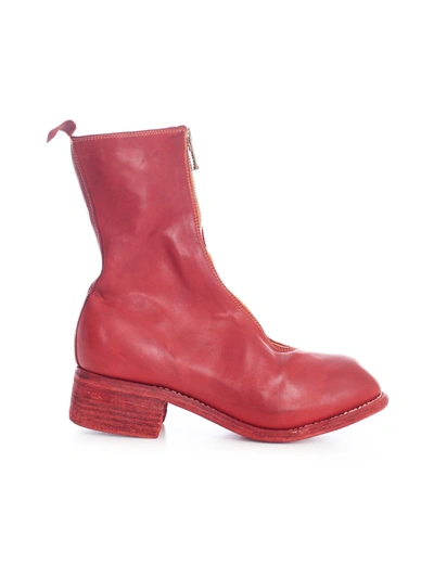 Shop Guidi Mid Front Zip Boots Sole Leather In T Red
