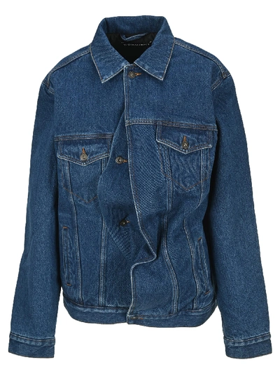 Shop Y/project Twisted Denim Jacket In Navy