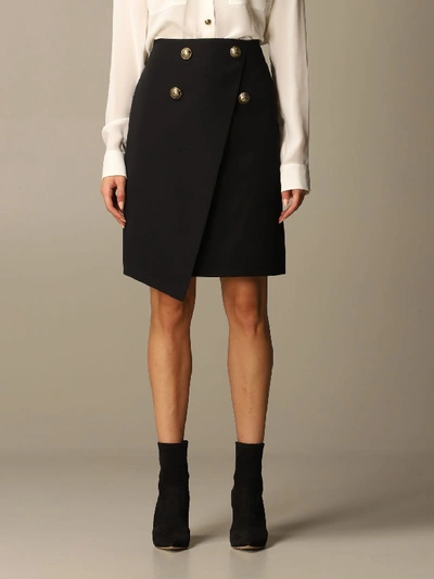Shop Balmain Asymmetrical Mini Skirt In Black