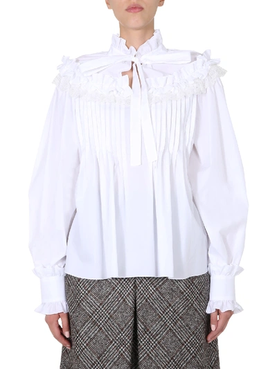 Shop Dolce & Gabbana Shirt With Ruches In Bianco