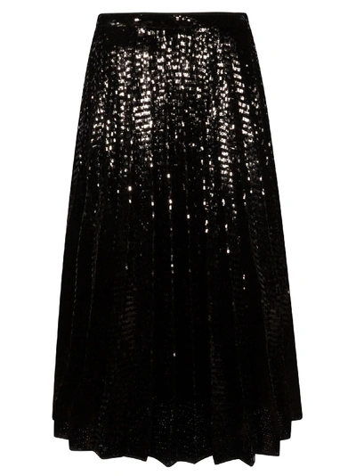 Shop N°21 Sequin Pleated Skirt In Black