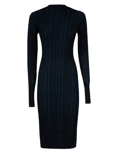 Shop Acne Studios Ribbed Long-sleeved Dress In Blue