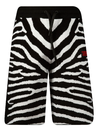 Shop Burberry Zebra Pattern Shorts In Black/white