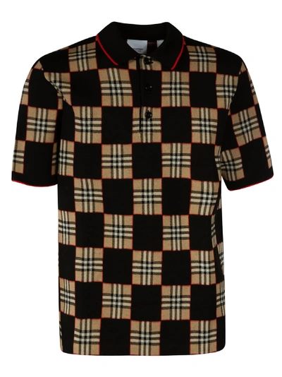 Shop Burberry Checked Polo Shirt In Archive Beige