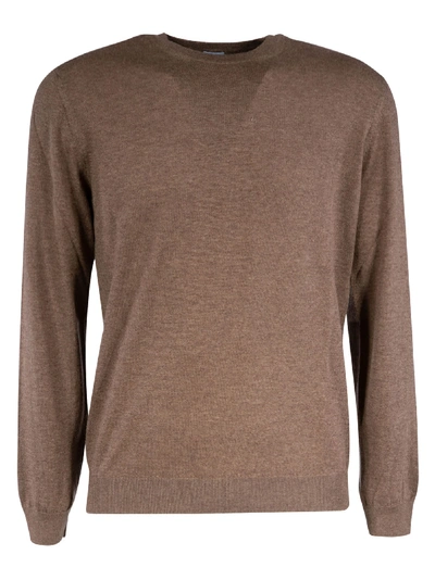 Shop Malo Round Neck Jumper In Brown