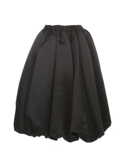 Shop Comme Des Garçons Thick Polyester Satin Balloon Skirt Elastic Waist In Black