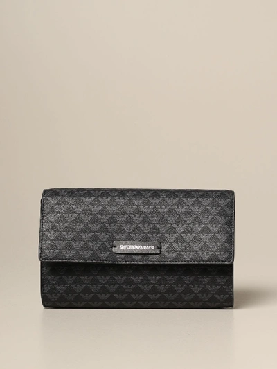 Shop Emporio Armani Shoulder Bag With All Over Logo In Black