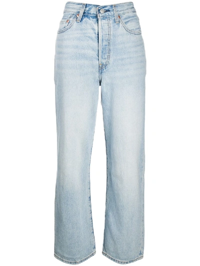 Shop Levi's Ribcage High-rise Straight Jeans In Blue