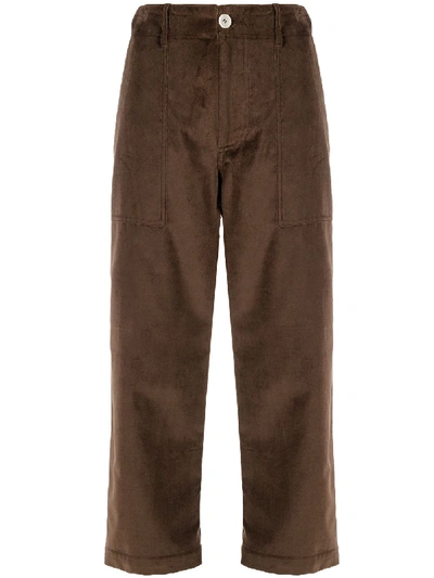 Jejia Cropped Straight-leg Trousers In Brown