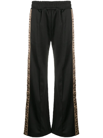Shop Fendi Ff Motif Side-panel Relaxed Trousers In Black