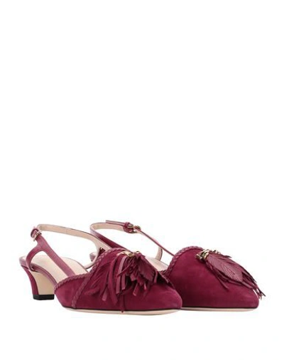 Shop Tod's Woman Pumps Garnet Size 6.5 Soft Leather In Red