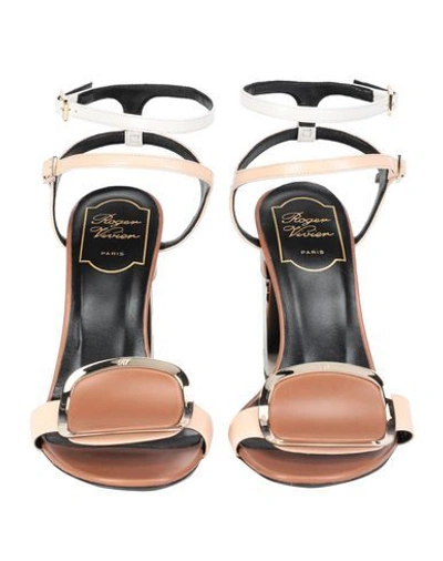 Shop Roger Vivier Woman Sandals Beige Size 7.5 Soft Leather